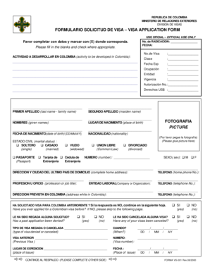 Formulario Solicitud de Visa