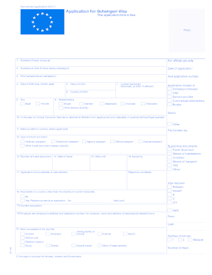Schengen Visa Application Form