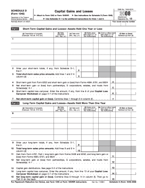 Schedule D Capital Gains and Losses Form 1040