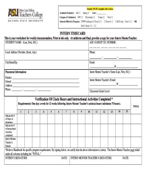 ASU Intern Timecard