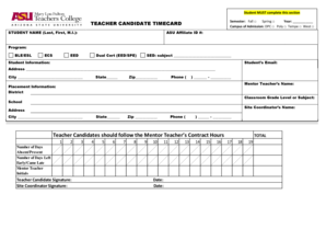 Teacher Candidate Timecard