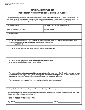Medicaid Incurred Medical Expense Deduction Form