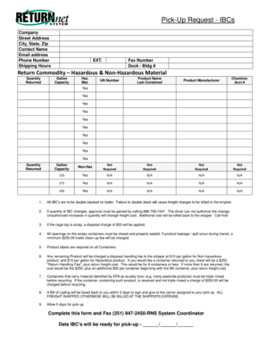 Pick-Up Request Form for IBCs