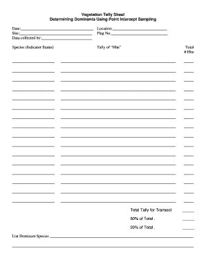 Vegetation Tally Sheet