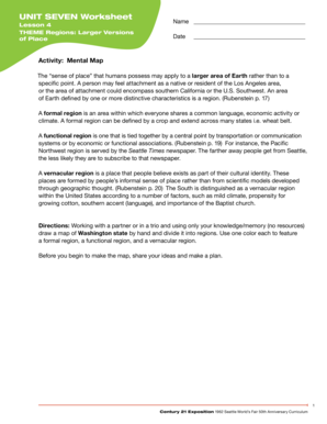 Regions Worksheet