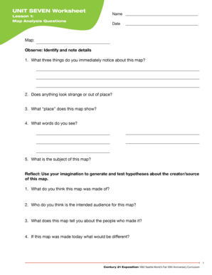 Map Analysis Worksheet