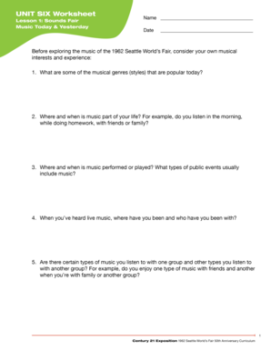 Music Today & Yesterday Worksheet