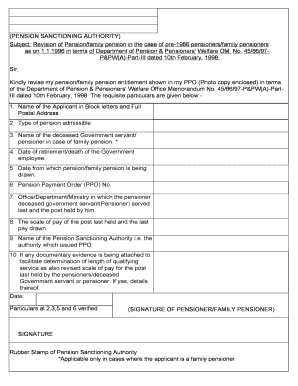 Pension Revision Application Form