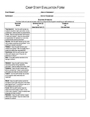 Camp Staff Evaluation Form