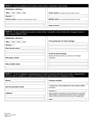 Disability Services Positive Notice Change Form
