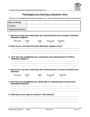 Participant Pre-Training Evaluation Form