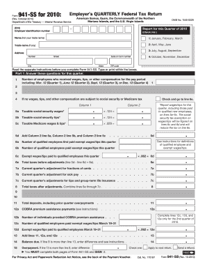 Form 941-SS 2010 Employer’s Quarterly Federal Tax Return