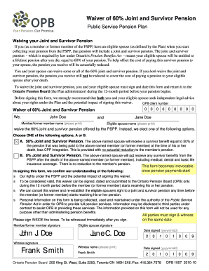 Waiver of 60% Joint and Survivor Pension