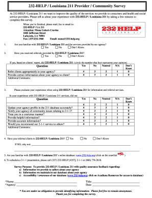 Louisiana 211 Provider Survey
