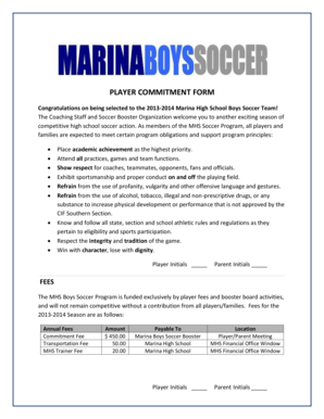 PLAYER COMMITMENT FORM