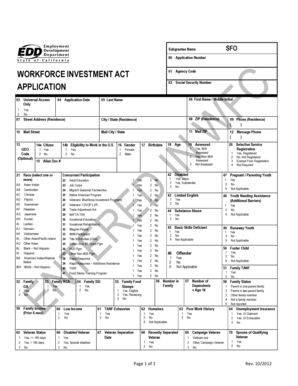 Workforce Investment Act Application Form