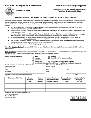 San Francisco First Source Hiring Program Employer Projection