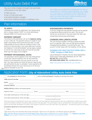 Utility Auto Debit Plan Application
