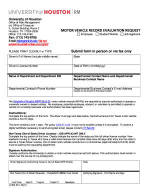 Motor Vehicle Record Evaluation Request