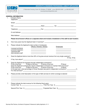 Architects & Engineers Professional Liability Application