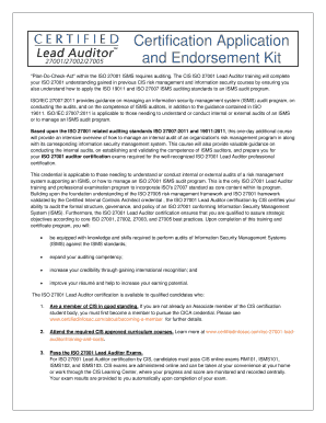 ISO 27001 Lead Auditor Certification Application