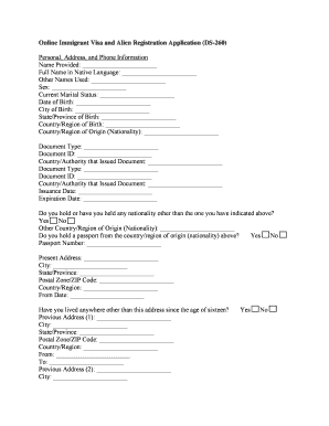 Online Immigrant Visa and Alien Registration Application DS-260