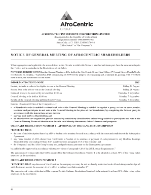 AfroCentric Shareholder Proxy Form