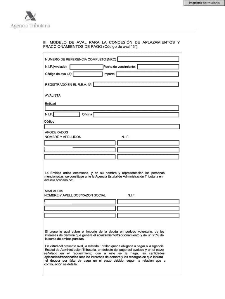 Modelo de aval 3 - Agencia Tributaria Vista previa en la página 1