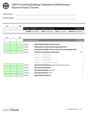 LEED Existing Buildings Operations & Maintenance Checklist