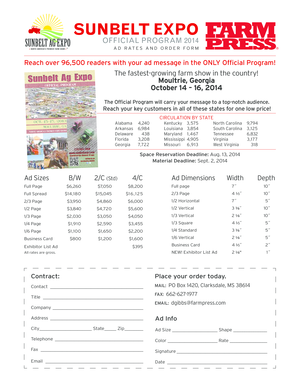 Sunbelt Expo Official Program Ad Order Form