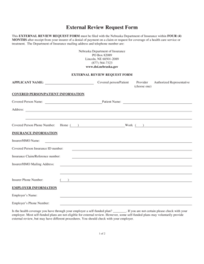 Nebraska External Review Request Form