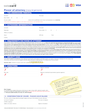 Swisscard Power of Attorney for Credit Card
