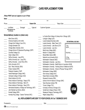 U-Pass Card Replacement Form