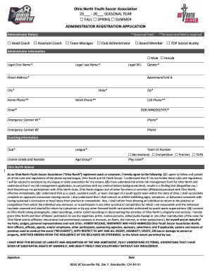 Ohio North Youth Soccer Administrator Registration