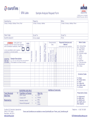 Environmental Sample Analysis Request Form