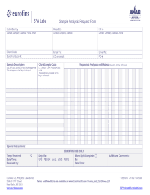 Eurofins Sample Analysis Request Form