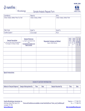 Eurofins Sample Analysis Request Form