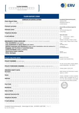 European Travel Insurance Accident Claim Form