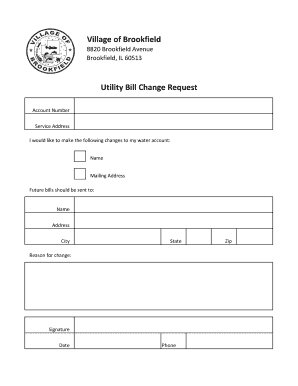 Utility Bill Change Request Form