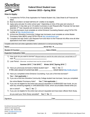 Federal Direct Student Loan Request Form