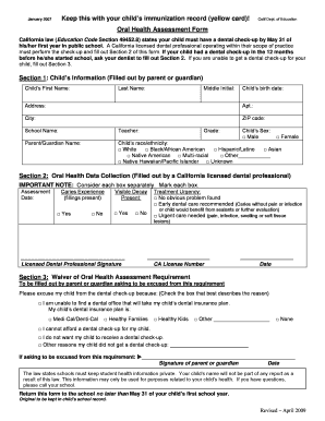 California Oral Health Assessment Form