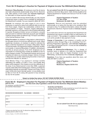 Virginia Form VA-15 Employer's Voucher