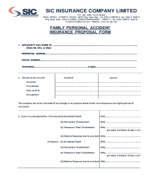 Family Personal Accident Insurance Proposal Form