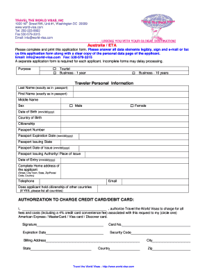 Australia ETA Application Form