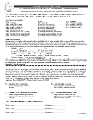 Appaloosa Pedigree Order Form