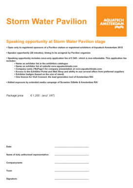 Aquatech Amsterdam 2015 Exhibitor Registration Form