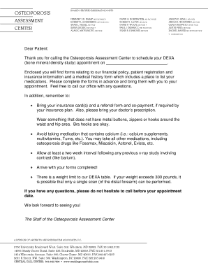 Osteoporosis Assessment Center DEXA Medical History Form