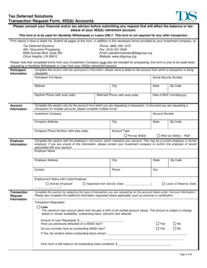 403(b) Hardship Withdrawal or Loan Request Form