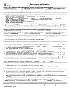 Washington State Background Authorization Form