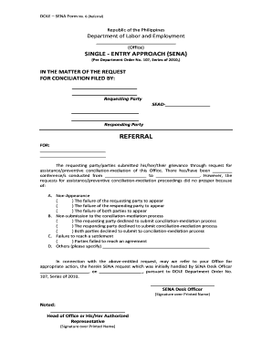 DOLE SENA Form 6 Referral